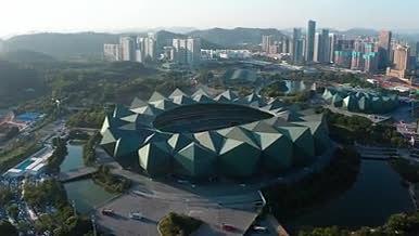 4k航拍深圳大运中心体育场视频的预览图
